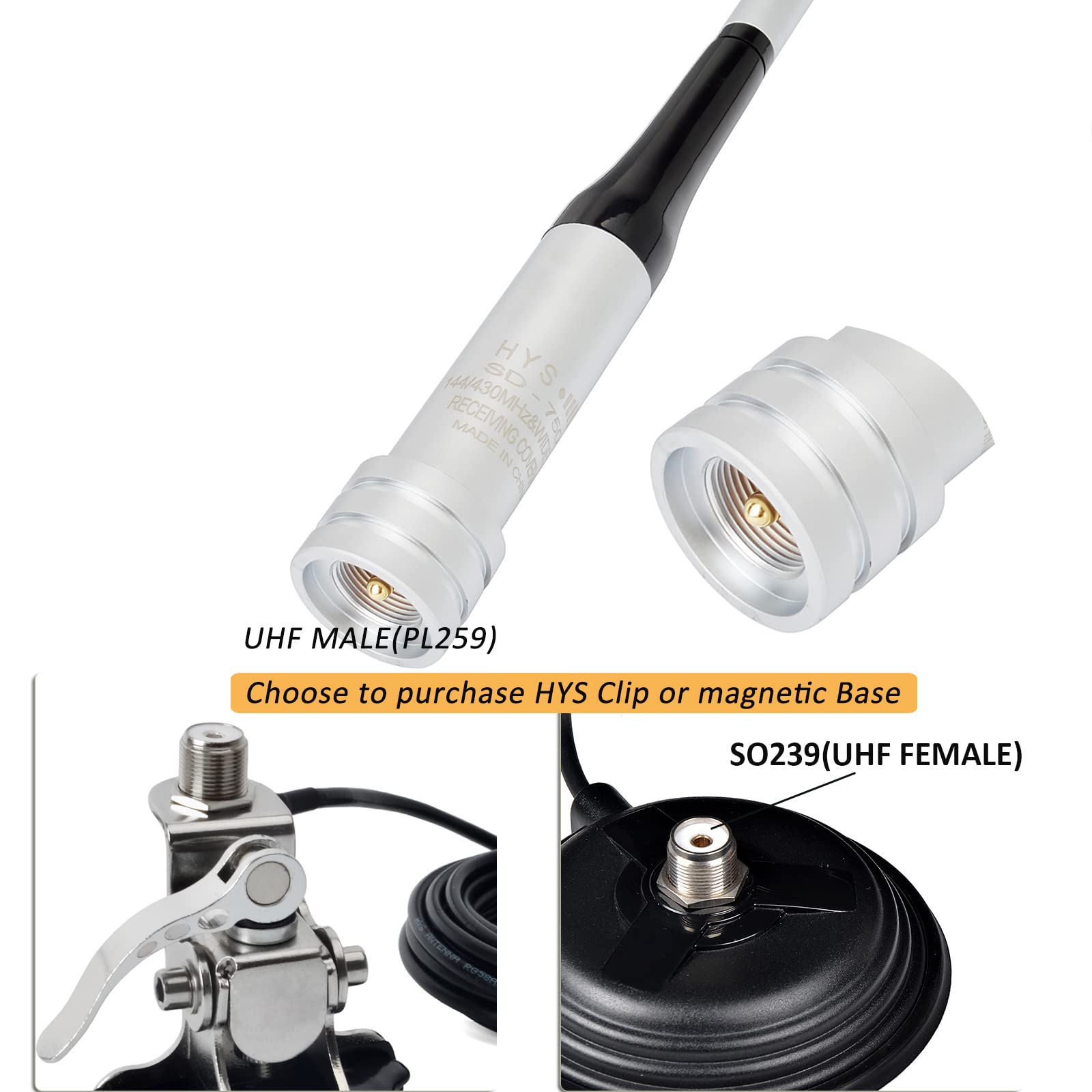 VHF／UHF ANTENNA Amazon.com: HYS Amateur VHF/UHF Mobile Radio Antenna, 42.7inchs